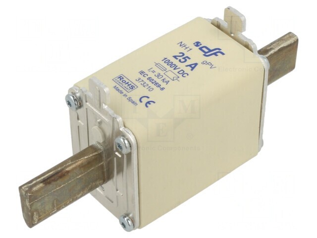 Siguranță gPV 25A 1kVDC Ceramică Argintie NH1