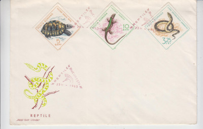 C12 - FDC Romania - Reptile - LP601 - 1965 foto