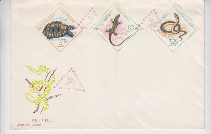 C12 - FDC Romania - Reptile - LP601 - 1965