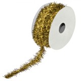 Siret Decorativ Brad Craciun Bej cu Tinsel 5m - Ornamente Festive, Plastic &amp; Poliester