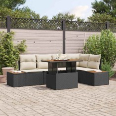 vidaXL Set de masă pentru grădină 6 pcs Negru și Bej 100 x 55 x 73 cm