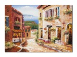 Cumpara ieftin Tablou pictat manual, living, dormitor, TIHNA peisaj citadin, 70x50cm ulei pe panza in cutit, efect 3D, gata de expus pe perete