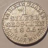 Germania Prusia 1 Groschen 1865 A, Argint, Wilhelm I, Berlin, Moneda Veche