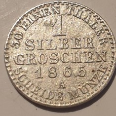 Germania Prusia 1 groschen 1865 A / Berlin argint Wilhelm l