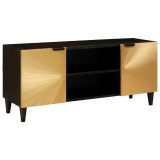 VidaXL Cabinet TV Negru și Aur 105 x 33 x 46 cm Lemn masiv de mango 4017828