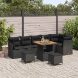 vidaXL Set de canapele pentru grădină 9 pcs Negru poliratan 3361499