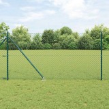 Set de St&acirc;lpi de Gard Verde 1 x 10 m Oțel Galvanizat &amp; Plastic