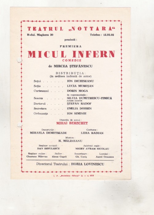 bnk div Afis mic - Teatrul Nottara - Micul Infern