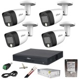 Sistem supraveghere Dahua 4 camere 5MP Dual Light IR 20m WL 20m DVR 4 canale cu accesorii si HDD 1TB incluse SafetyGuard Surveillance