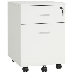 Vinsetto Dulap cu sertare, cu 2 Sertare și 5 Roti, Fiset Birou cu &Icirc;ncuietoare, Design Modern, Culoare Lemn | Aosom Romania