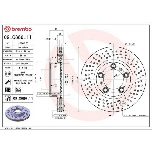 Set disc frana Porsche 911 (996) 08.97-09.05, 911 (997) 07.04-12.13, 911 Convertible (996) 08.97-08.05, 911 Convertible (997) 04.05-12.13, 911 Targa