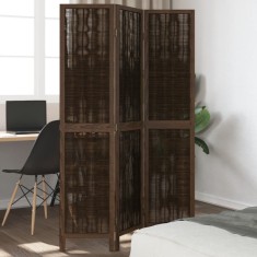 vidaXL Paravan cameră&nbsp;3 panouri, maro &icirc;nchis, lemn masiv paulownia 358654
