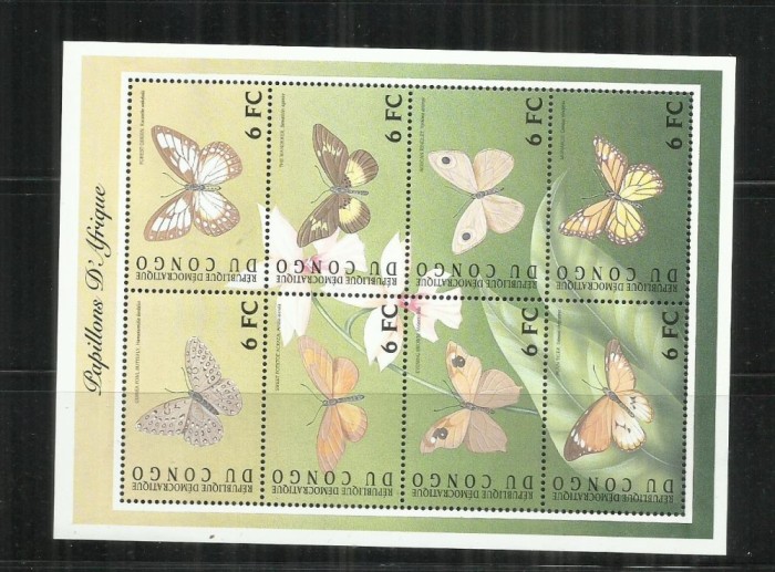 FLU 2 - FLUTURI - CONGO - BLOC NESTAMPILAT MNH