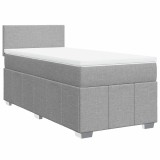 Cumpara ieftin Pat continental cu saltea, gri deschis, 80x200 cm, textil