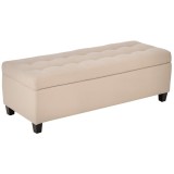 HOMCOM Banchetă cu depozitare, detalii cu nasturi, p&acirc;nă la 120 kg, 125 x 49 x 41,5 cm, Bej | Aosom Romania