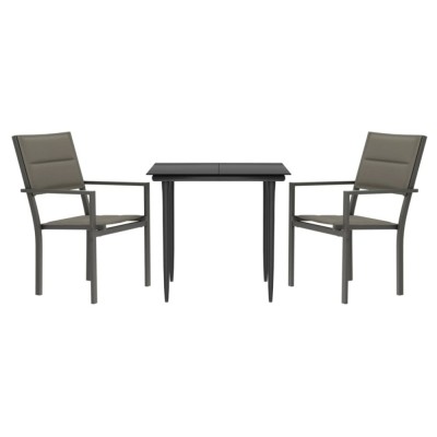 Set mobilier de gradina, 3 piese, negru, textilena si otel foto