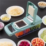 Feliator Multifunctional, Cyrax, Razatoare, 8 in 1, pentru Fructe si Legume, 10 Piese, Lame de Inox, Recipient Stocare, Separator Oua, Protectie Mana,