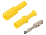 Conector banană 4mm 36A 1kVAC galben cu izolație 63mm ELECTRO-PJP
