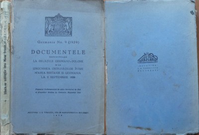 Documentele referitoare la relatiile germano- polone la izb. ostilitatilor ,1939 foto