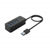 Hub USB cu 4 porturi USB 3.0 pentru PC / laptop, port micro USB de alimentare