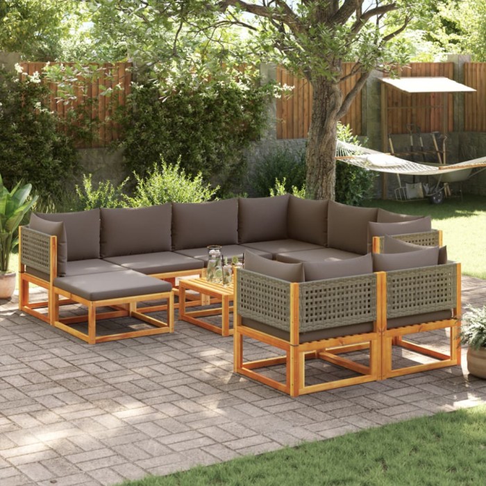 Gossi set de canapele de gradina cu perne 10 piese lemn masiv acacia