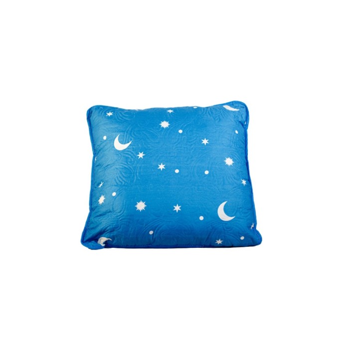 Perna matlasata &quot;Luna si Stele&quot; Coneltex, dimensiuni 40 x 40 cm, patrata, umplutura fibra siliconizata antialergica, culoare albastra