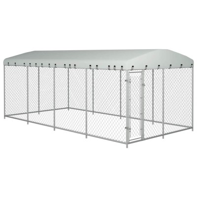 vidaXL Padoc pentru c&amp;acirc;ini de exterior, cu acoperiș, 7,6 x 3,8 x 2,3 m foto