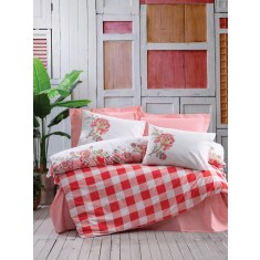 Set de lenjerie pentru pat dublu, Cotton Box, model Oregano Pink