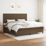 vidaXL Pat box spring cu saltea, maro &icirc;nchis, 200x200 cm, textil