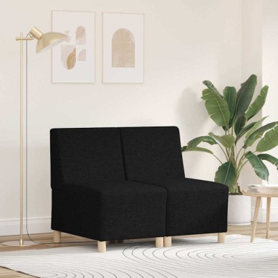 vidaXL Unitate Sofa Modulară Fără Brațe 2 pcs Negru 55 x 74 x 82 cm foto