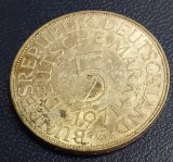 (A142) MONEDA DIN ARGINT GERMANIA - 5 MARK 1971, LIT. G, 11,2 GRAME. PURITATE 625