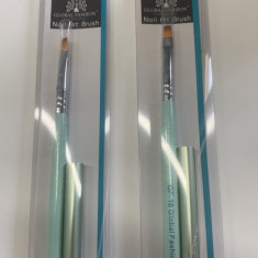 Pensula cu varf drept, par artificial, pentru aplicare gel UV, GF-16-6, Nr. 6, culoare mint