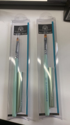 Pensula cu varf drept, par artificial, pentru aplicare gel UV, GF-16-6, Nr. 6, culoare mint foto