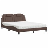 Cumpara ieftin Pat, Viana, cu saltea, maro, 160x200 cm, piele ecologica