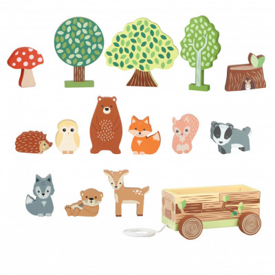 Set cu piese din lemn animale de padure Orange Tree Toys 15 piese foto