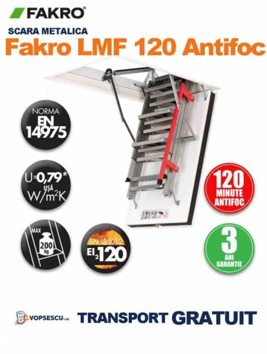 Scara modulara metalica, Model LMF 120 Antifoc Fakro