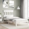 VidaXL Cadru pat fără saltea, alb, 100x200 cm, lemn masiv pin