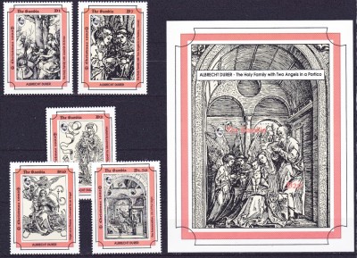 DB1 Gambia 1993 Pictura Gravuri Durer 5 v. + SS MNH foto