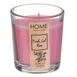 Lum&acirc;nare Decorativă Aromatică, Fresh Cut, Parafină, Pahar Sticlă, Culoare Roz, Diametru 5.3cm, &Icirc;nălțime 6.3cm, Oem
