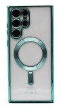 Husa Luxury tip MagSafe compatibila cu Samsung Galaxy S21 Ultra, Full protection, Margini colorate, Albastru deschis, Oem