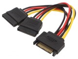 Cablu SATA 15pin Tată la 2x Mamă 0,15m