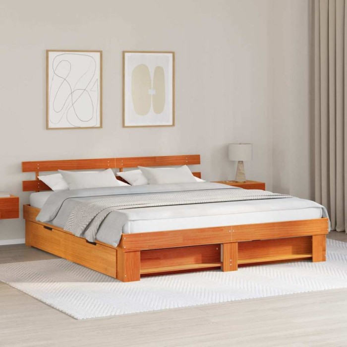 vidaXL Cadru de pat Maro ceruit 180 x 200 cm Lemn masiv de pin 3382267