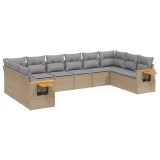 Cumpara ieftin Set canapele de gradina cu perne, 10 piese, bej, poliratan
