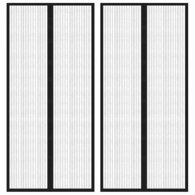 vidaXL Perdea de ușă anti-insecte cu magnet, 2 buc., negru, 210x90 cm 314686 foto