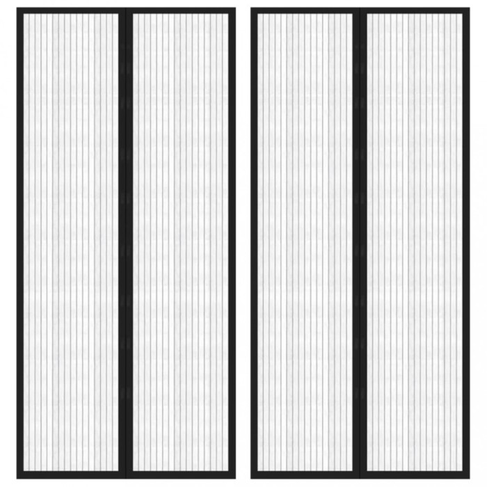 vidaXL Perdea de ușă anti-insecte cu magnet, 2 buc., negru, 210x90 cm 314686