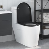 Capac WC cu eliberare rapidă, &icirc;nchidere lentă, negru, duroplast