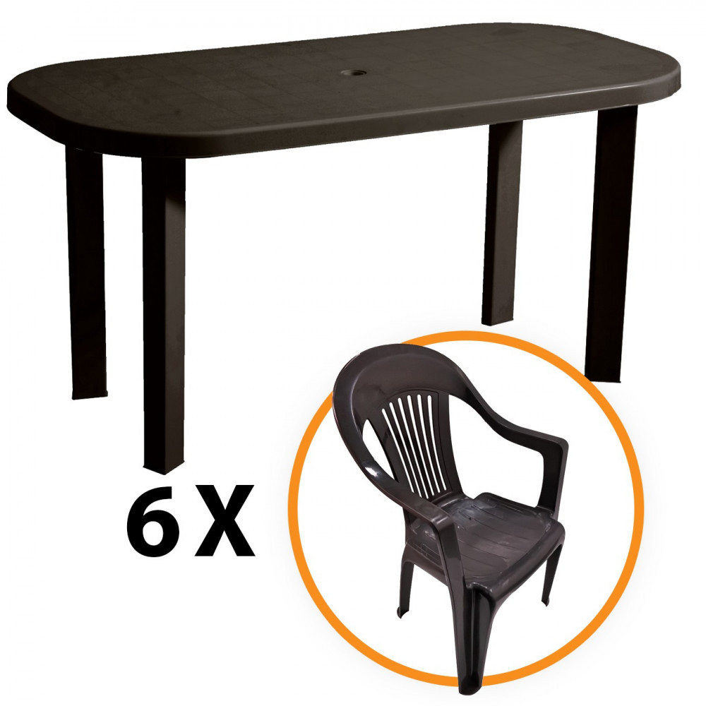 Set masa Garden + 6 scaune Sole, pentru gradina, capucino, din plastic |  Okazii.ro