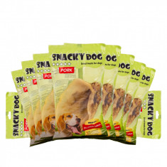 Pachet 10 x Recompensa pentru caini Snacky Dog Ureche de Porc ? Bogata in Proteine foto