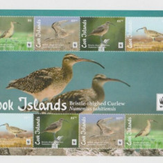 WWF 2017 COOK ISLANDS Minicoala cu 2 serii de 4 timbre nestampilate pasari,MNH