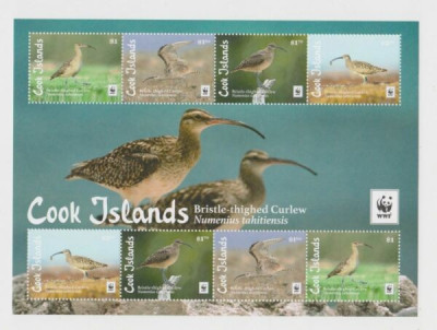 WWF 2017 COOK ISLANDS Minicoala cu 2 serii de 4 timbre nestampilate pasari,MNH foto